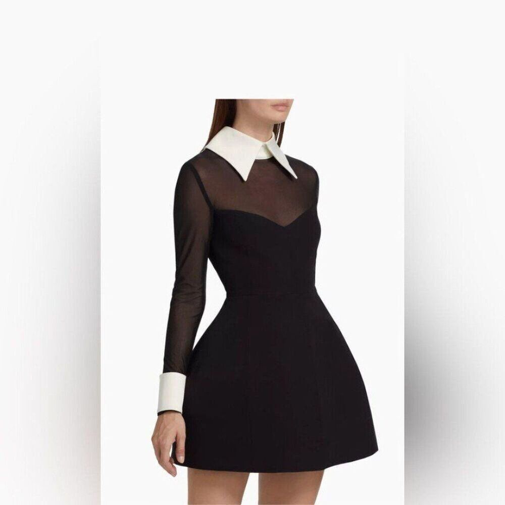 New Bronx and Banco Wednesday Long-Sleeve White Collar Minidress - Picture 14 of 16